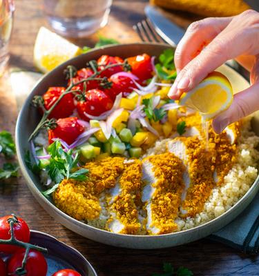 Hähnchenschnitzel im Airfryer mit Couscous