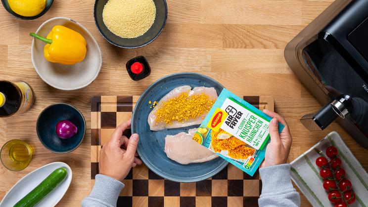 Hähnchenschnitzel im Airfryer mit Couscous