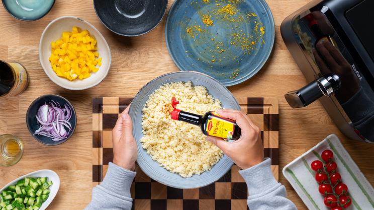 Hähnchenschnitzel im Airfryer mit Couscous