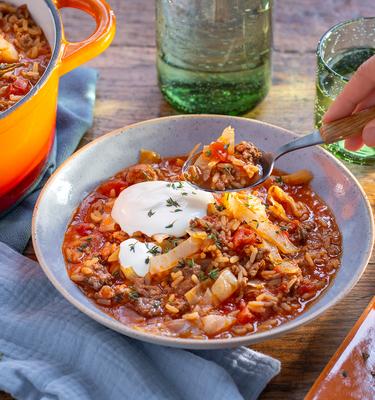 Cremiger One-Pot-Reis mit Hack und Kohl