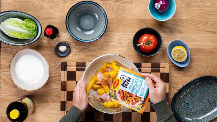 Reispapier-Kebap im Airfryer