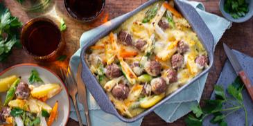 Spargel Auflauf mit Hackfleisch Bällchen