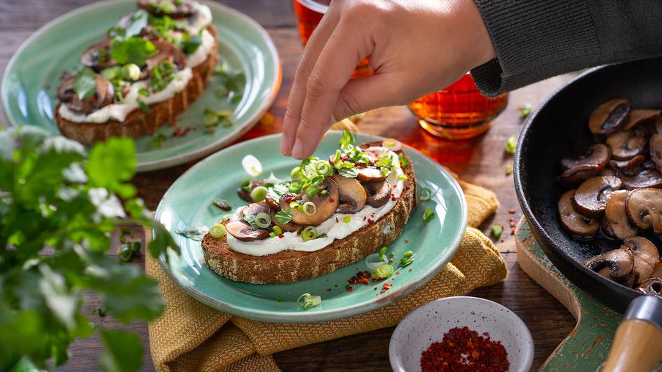 Bruschetta mit gerösteten Pilzen