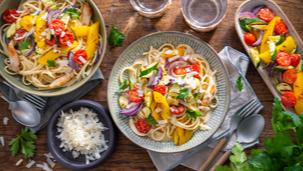 Pasta Alfredo mit Grillgemüse