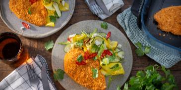 Knusper Schnitzel im Airfyrer mit Zucchini Salat