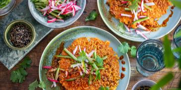 Koreanische Pfannkuchen Spicy cheese-style