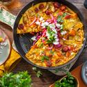 Kartoffel-Kürbis Pfanne mit Chorizo und Feta