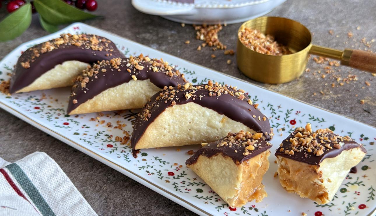 Tacos de crema de turrón y chocolate