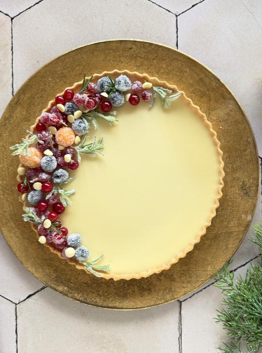 Tarta de chocolate blanco y arándanos