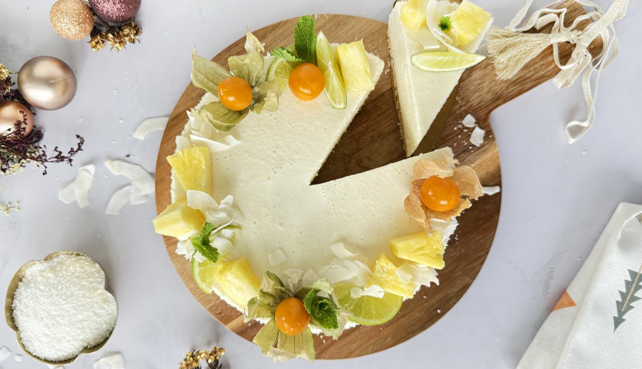 Tarta de queso y piña colada sin horno