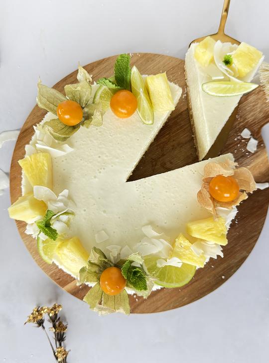 Tarta de queso y piña colada sin horno