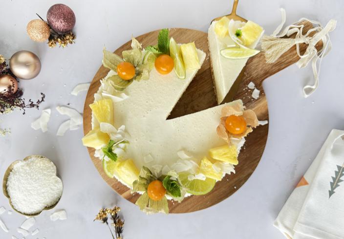 Tarta de queso y piña colada sin horno