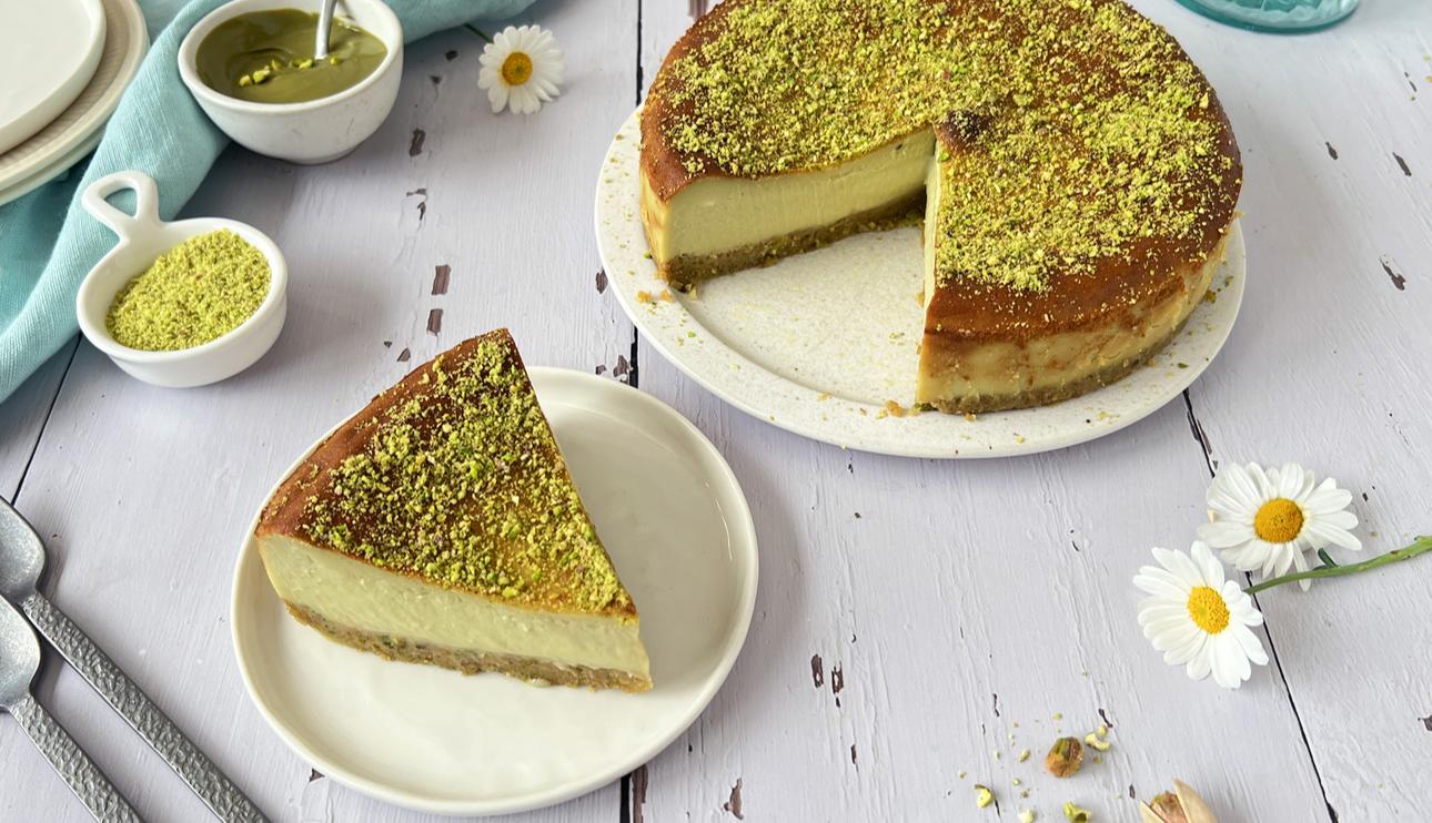 Tarta de queso y pistacho en freidora de aire