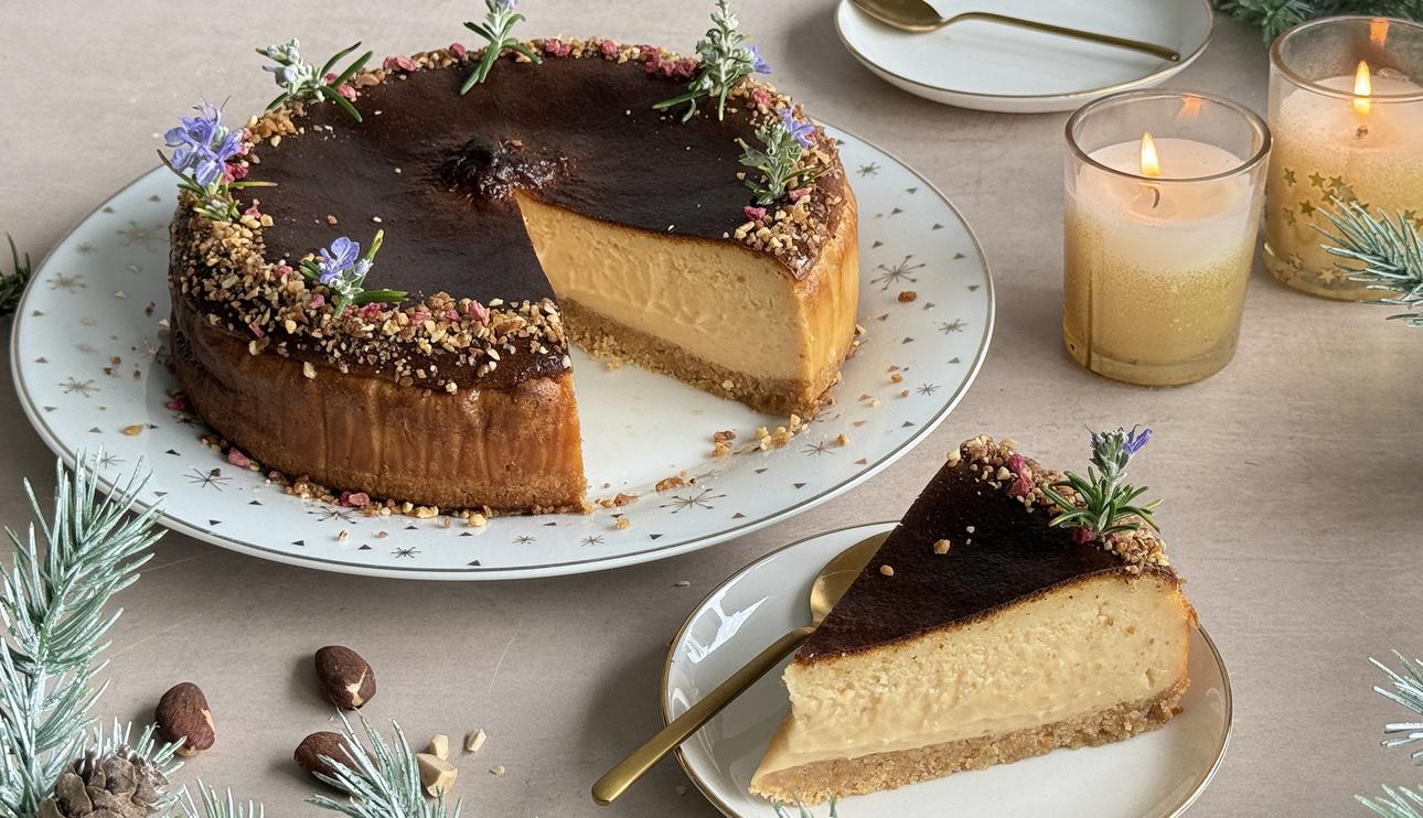 Tarta de queso y turrón en air fryer