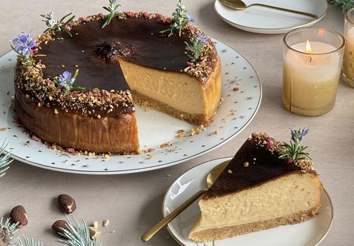 Tarta de queso y turrón en air fryer