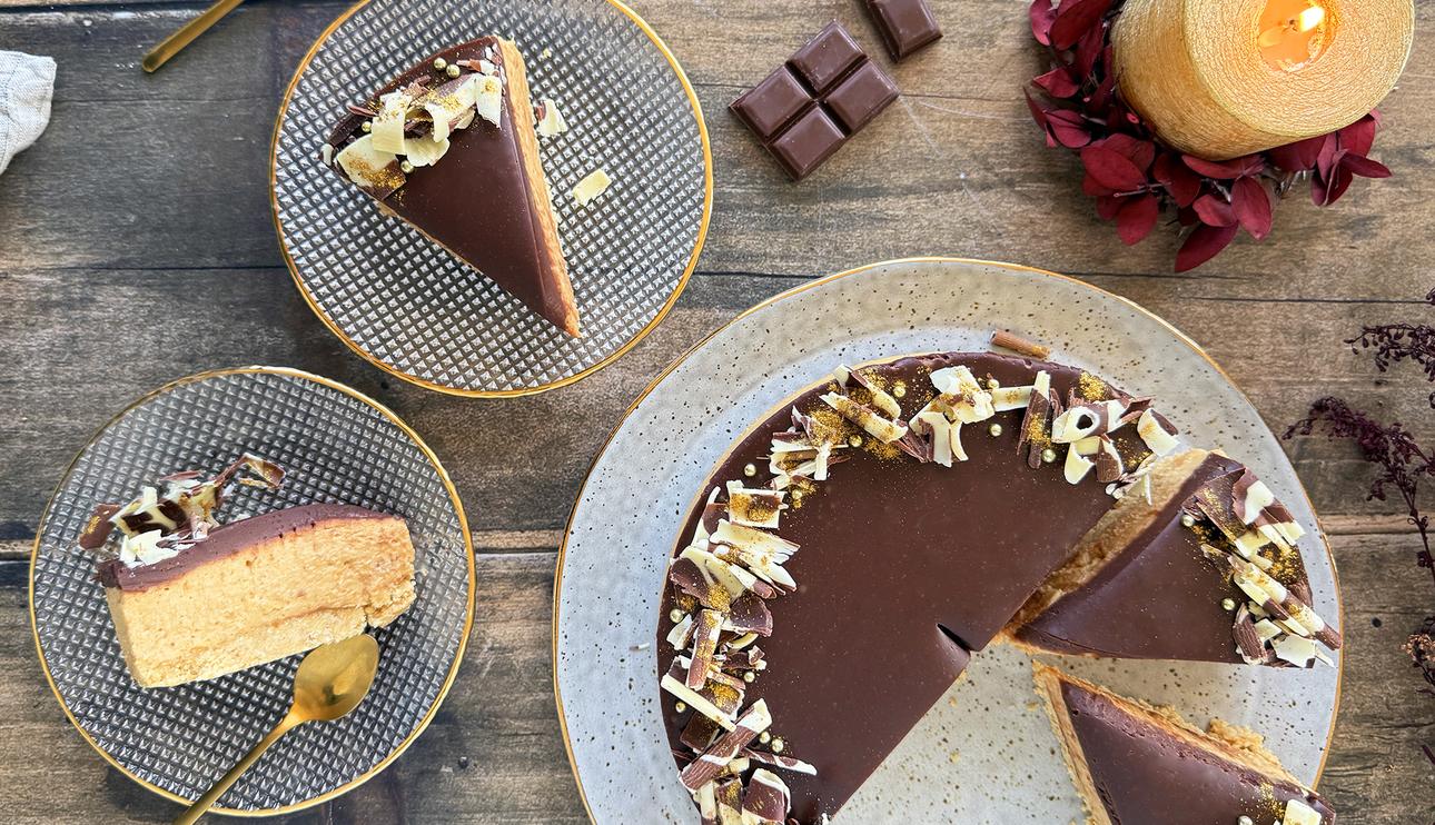 Tarta de turrón y chocolate